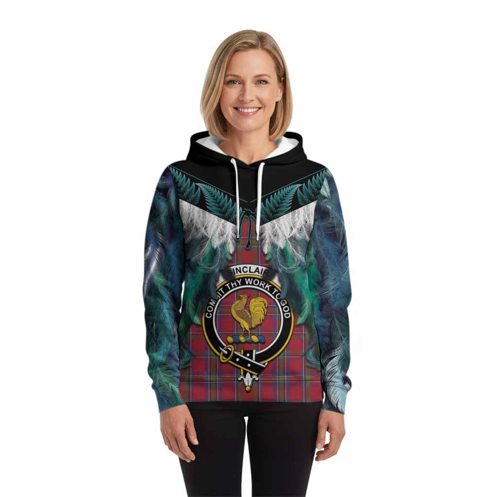 Sinclair Tartan Crest Hoodie New Zealand Maori Korowai Cloak