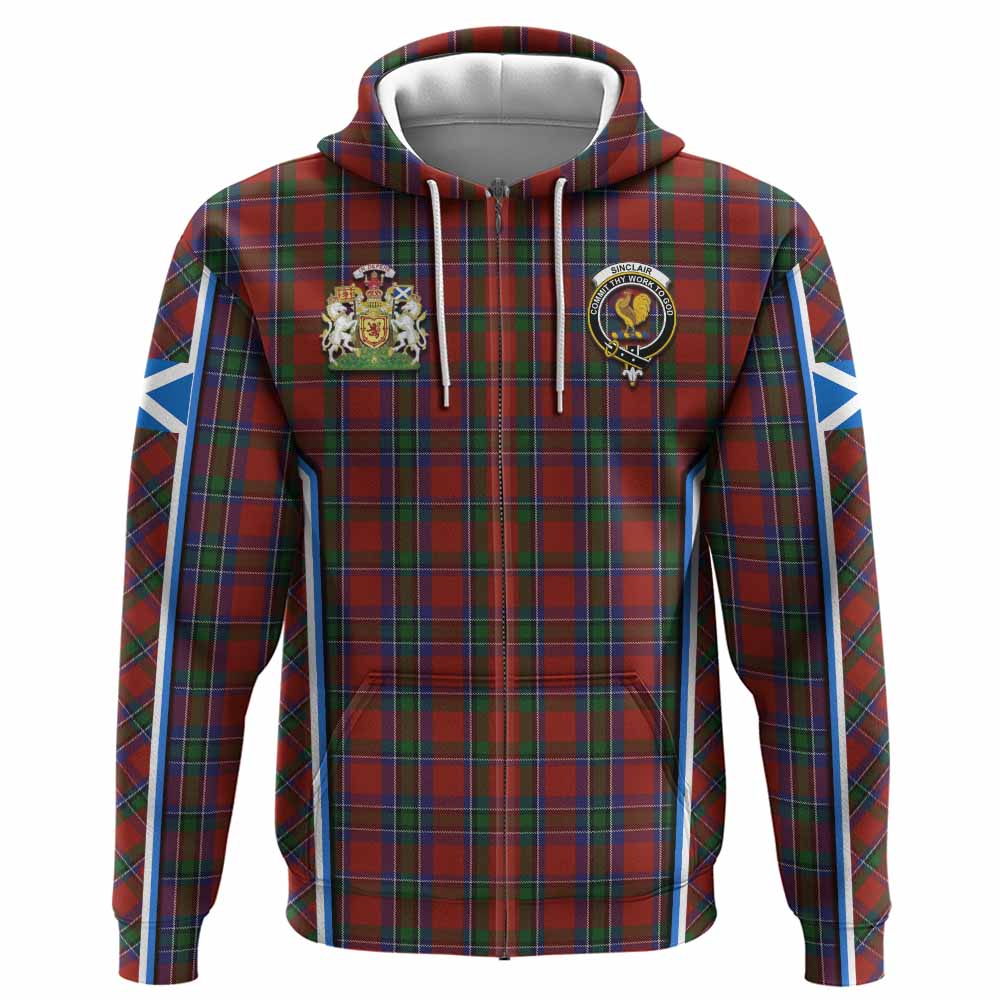 Sinclair Tartan Crest Hoodie Scotland Coat of Arm Flag Style - Tartan Vibes Clothing