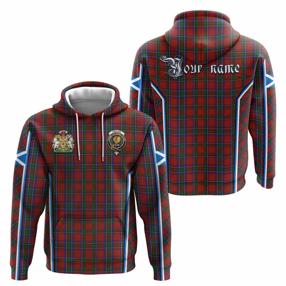 Sinclair Tartan Crest Hoodie Scotland Coat of Arm Flag Style - Tartan Vibes Clothing