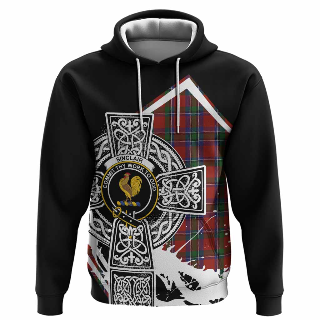 Sinclair Tartan Crest Hoodie Scottish Celtic Cross Heritage