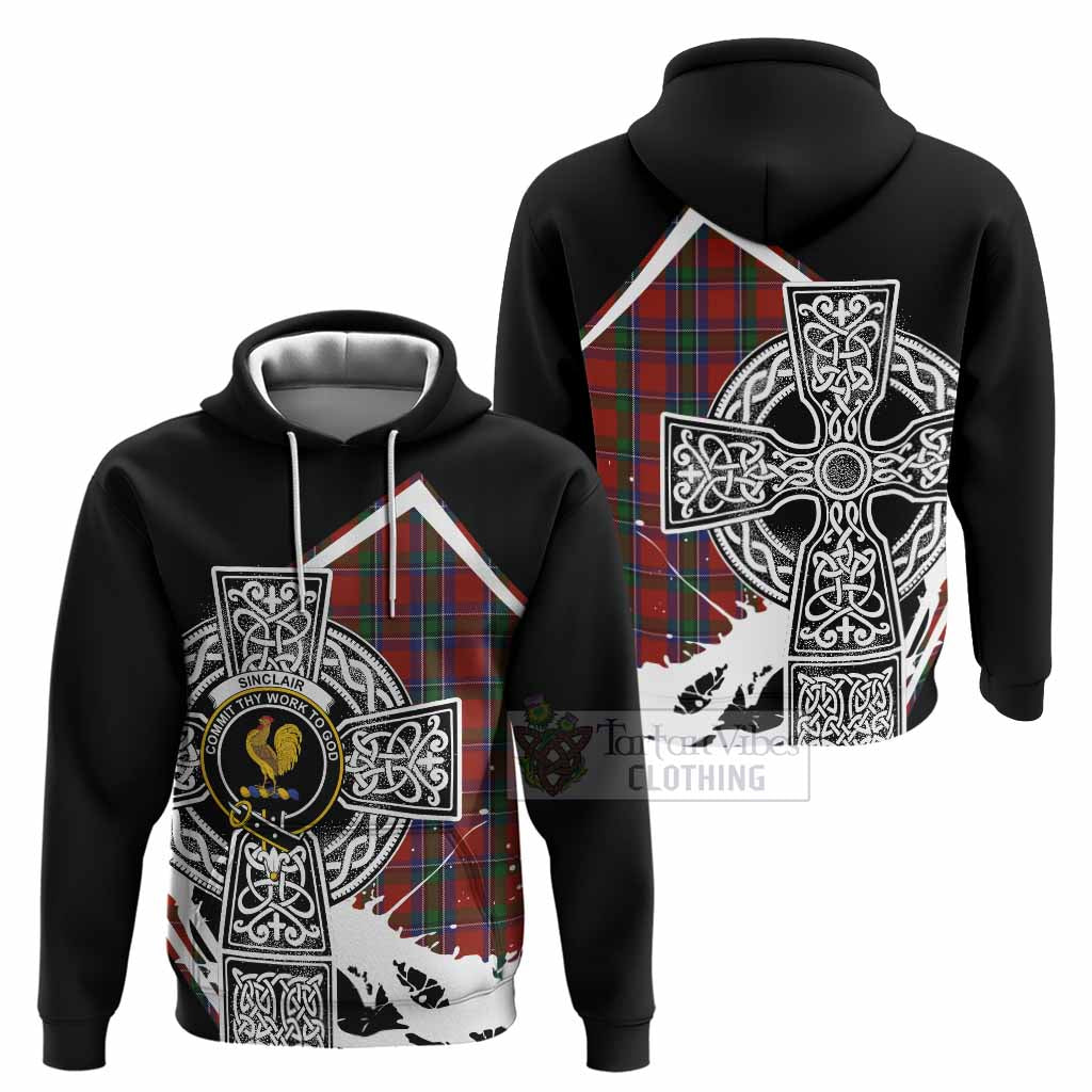 Sinclair Tartan Crest Hoodie Scottish Celtic Cross Heritage