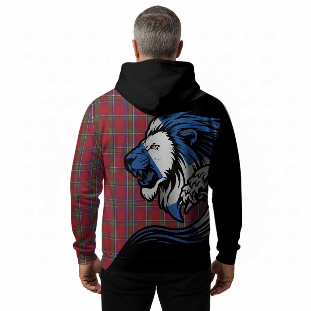 Sinclair Tartan Crest Hoodie Scottish Golden Lions Wave Flow