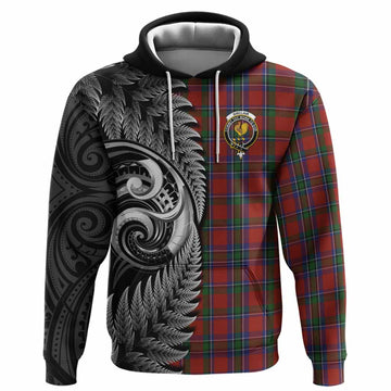 Sinclair Tartan Crest Hoodie With New Zealand Silver Fern Maori Koru