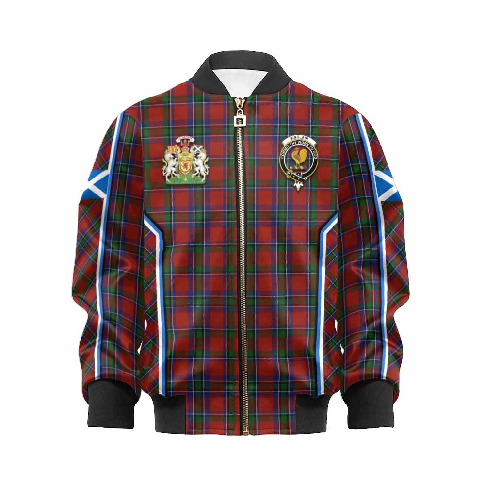 Sinclair Tartan Crest Kid Bomber Jacket Scotland Coat of Arm Flag Style - Tartan Vibes Clothing