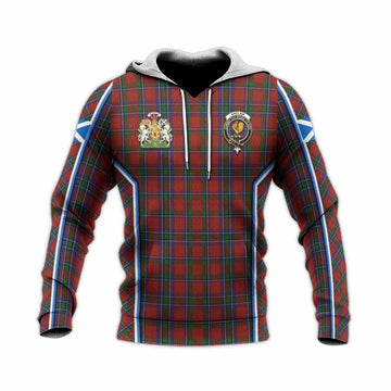 Sinclair Tartan Crest Knitted Hoodie Scotland Coat of Arm Flag Style