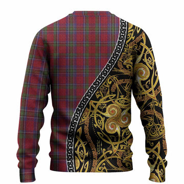 Sinclair Tartan Crest Knitted Sweater Celtic Knot and Triple Trickle Spiral Symbols