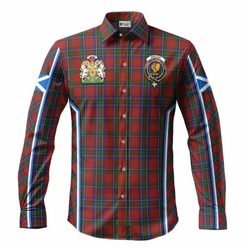 Sinclair Tartan Crest Long Sleeve Button Shirts Scotland Coat of Arm Flag Style