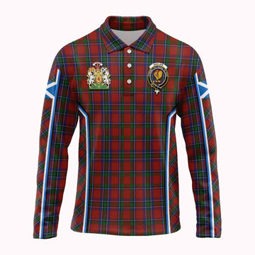 Sinclair Tartan Crest Long Sleeve Polo Shirt Scotland Coat of Arm Flag Style