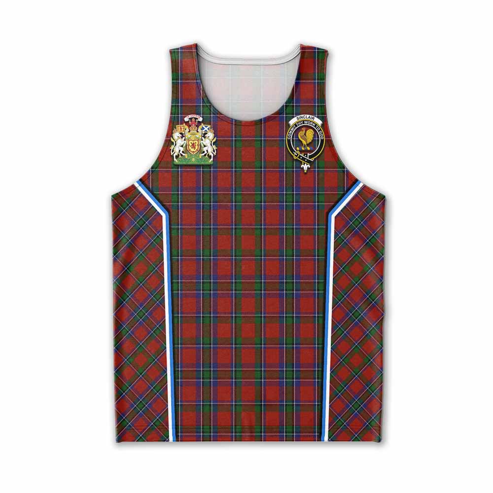Sinclair Tartan Crest Men Tank Top Scotland Coat of Arm Flag Style - Tartan Vibes Clothing