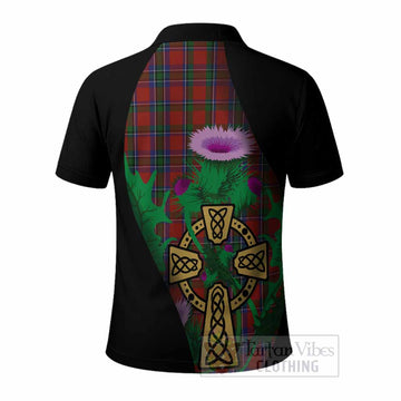 Sinclair Tartan Crest Polo Shirt Celtic Cross Thistle Flowers