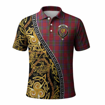 Sinclair Tartan Crest Polo Shirt Celtic Knot and Triple Trickle Spiral Symbols