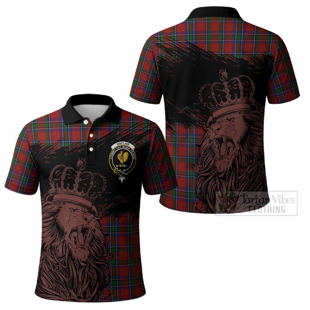 Sinclair Tartan Crest Polo Shirt Crowned Lion Heritage Style