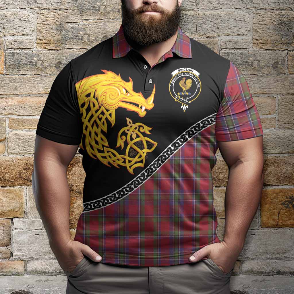 Sinclair Tartan Crest Polo Shirt Legendary Dragon Knot Half Style