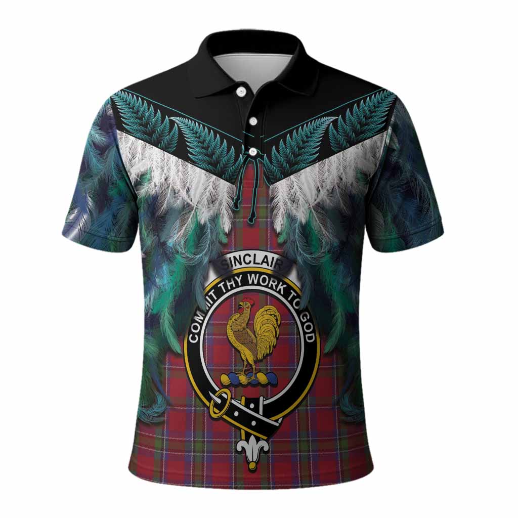 Sinclair Tartan Crest Polo Shirt New Zealand Maori Korowai Cloak