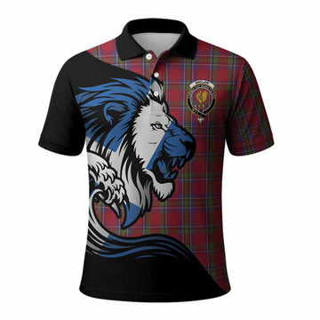 Sinclair Tartan Crest Polo Shirt Scottish Golden Lions Wave Flow