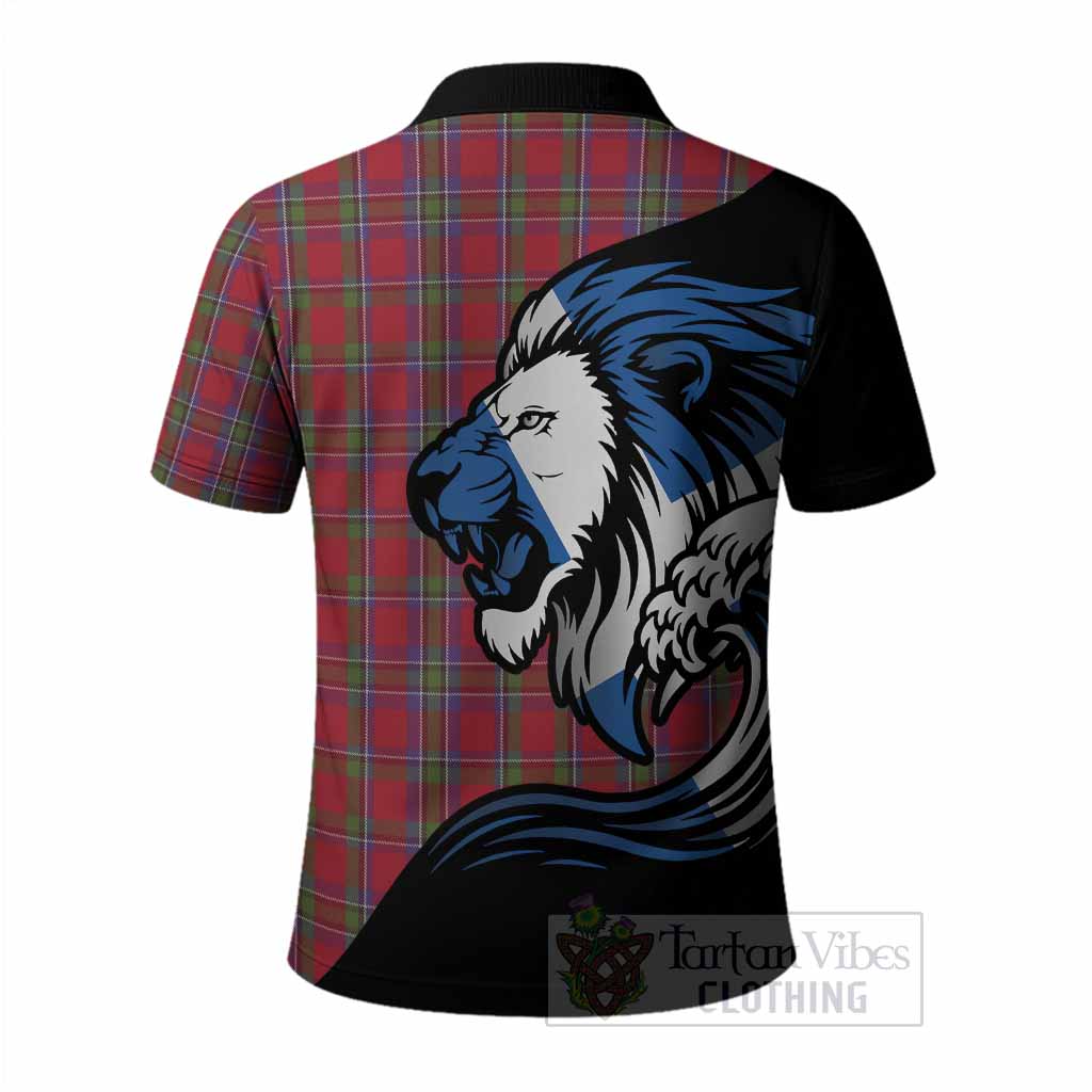 Sinclair Tartan Crest Polo Shirt Scottish Golden Lions Wave Flow