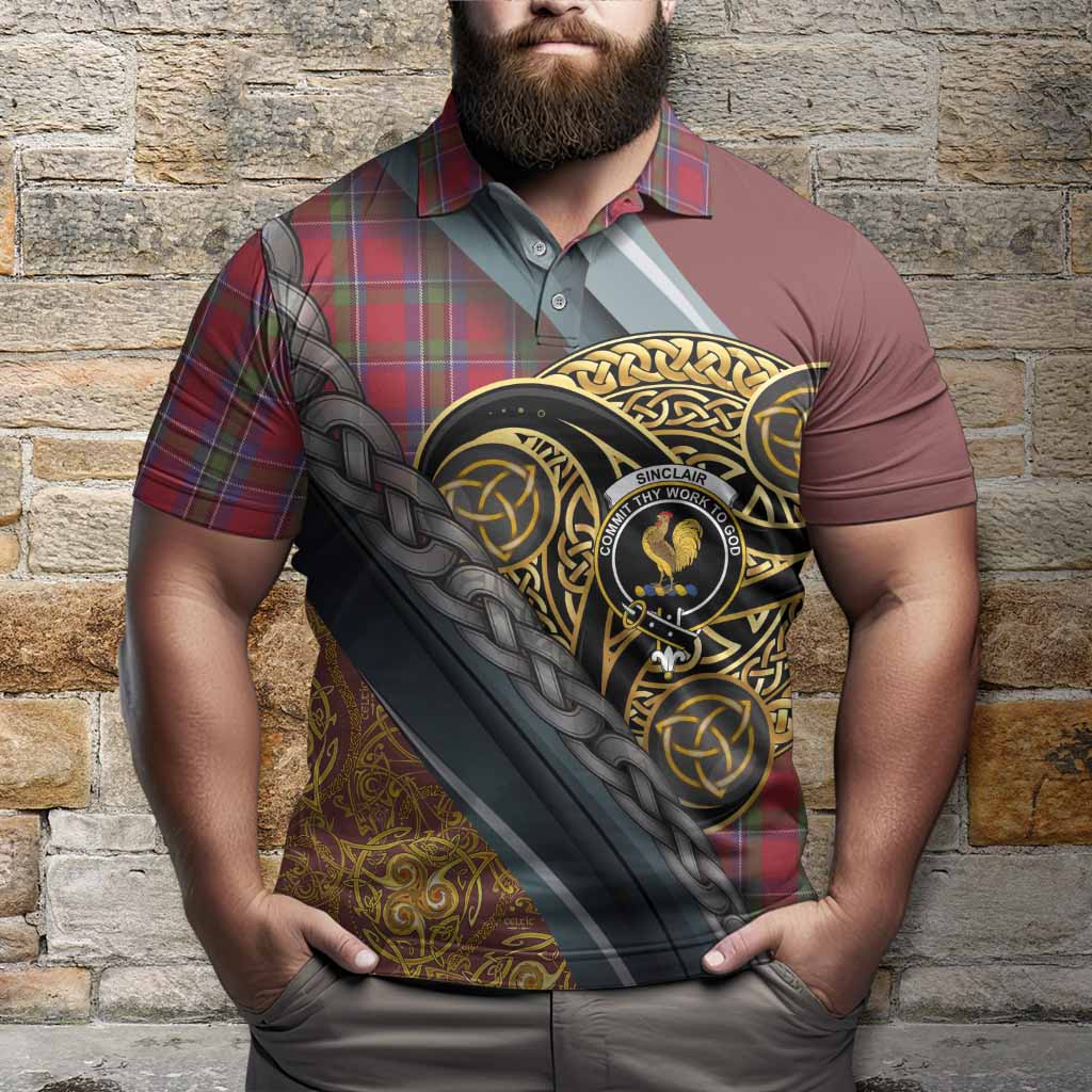 Sinclair Tartan Crest Polo Shirt Scottish Triskele Celtic