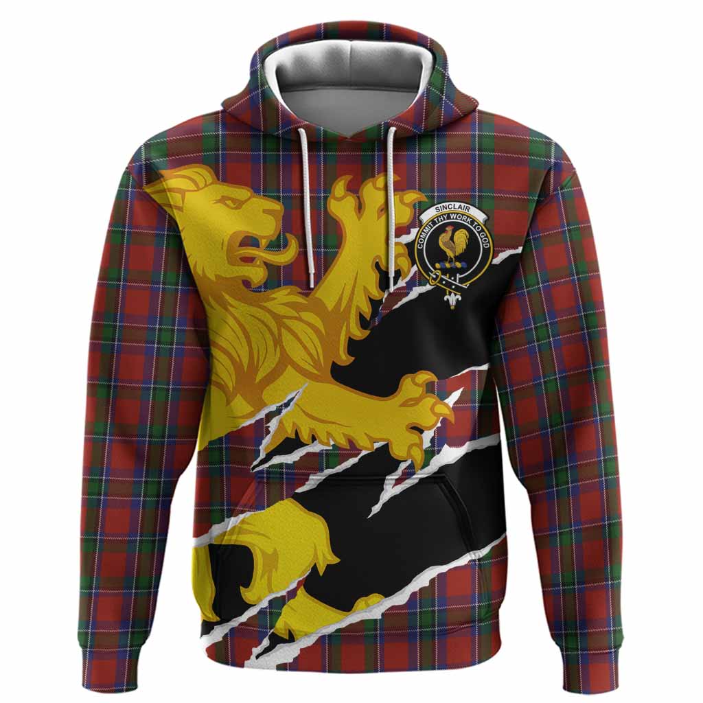 Sinclair Tartan Crest Scottish Hoodie Heraldic Golden Lion