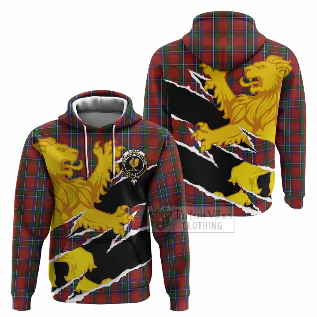 Sinclair Tartan Crest Scottish Hoodie Heraldic Golden Lion