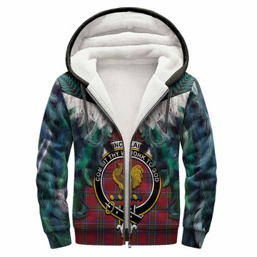 Sinclair Tartan Crest Sherpa Hoodie New Zealand Maori Korowai Cloak