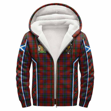 Sinclair Tartan Crest Sherpa Hoodie Scotland Coat of Arm Flag Style