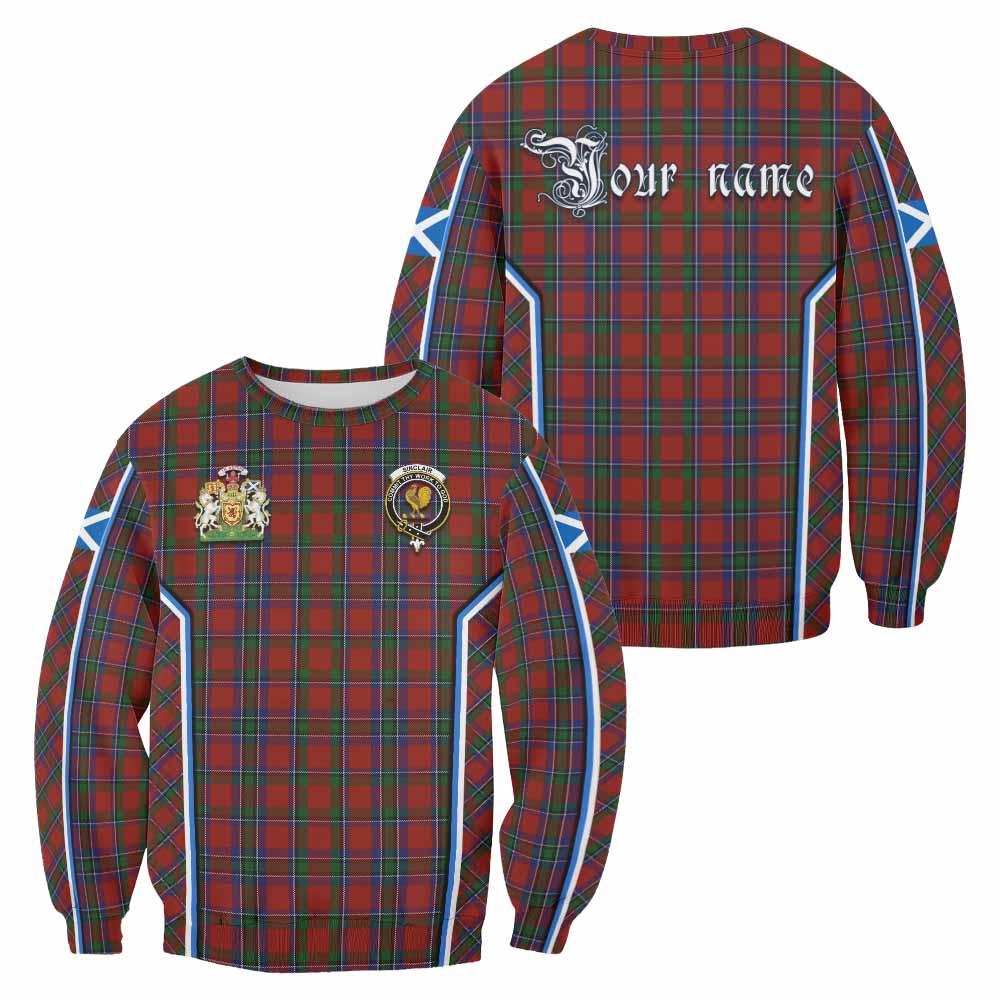 Sinclair Tartan Crest Sweatshirt Scotland Coat of Arm Flag Style - Tartan Vibes Clothing