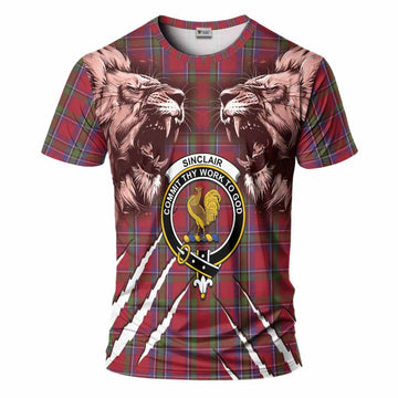 Sinclair Tartan Crest T-Shirt Ferocious Lion Style