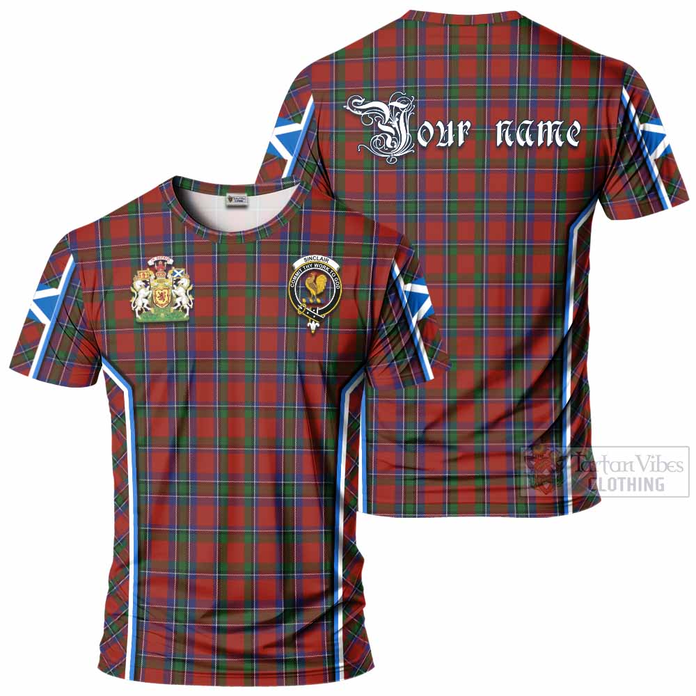 Sinclair Tartan Crest T-shirt Scotland Coat of Arm Flag Style - Tartan Vibes Clothing