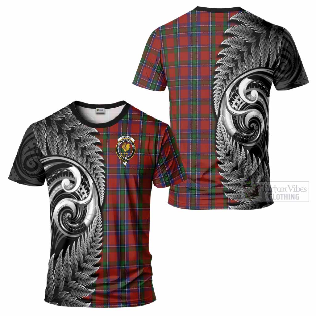 Sinclair Tartan Crest T-Shirt With New Zealand Silver Fern Maori Koru