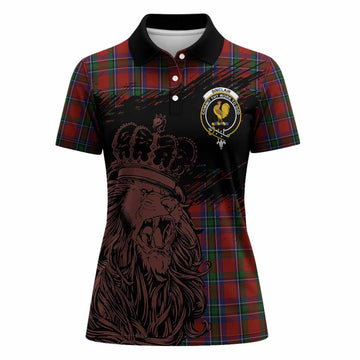 Sinclair Tartan Crest Women Polo Shirt Crowned Lion Heritage Style