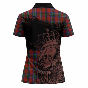 Sinclair Tartan Crest Women Polo Shirt Crowned Lion Heritage Style