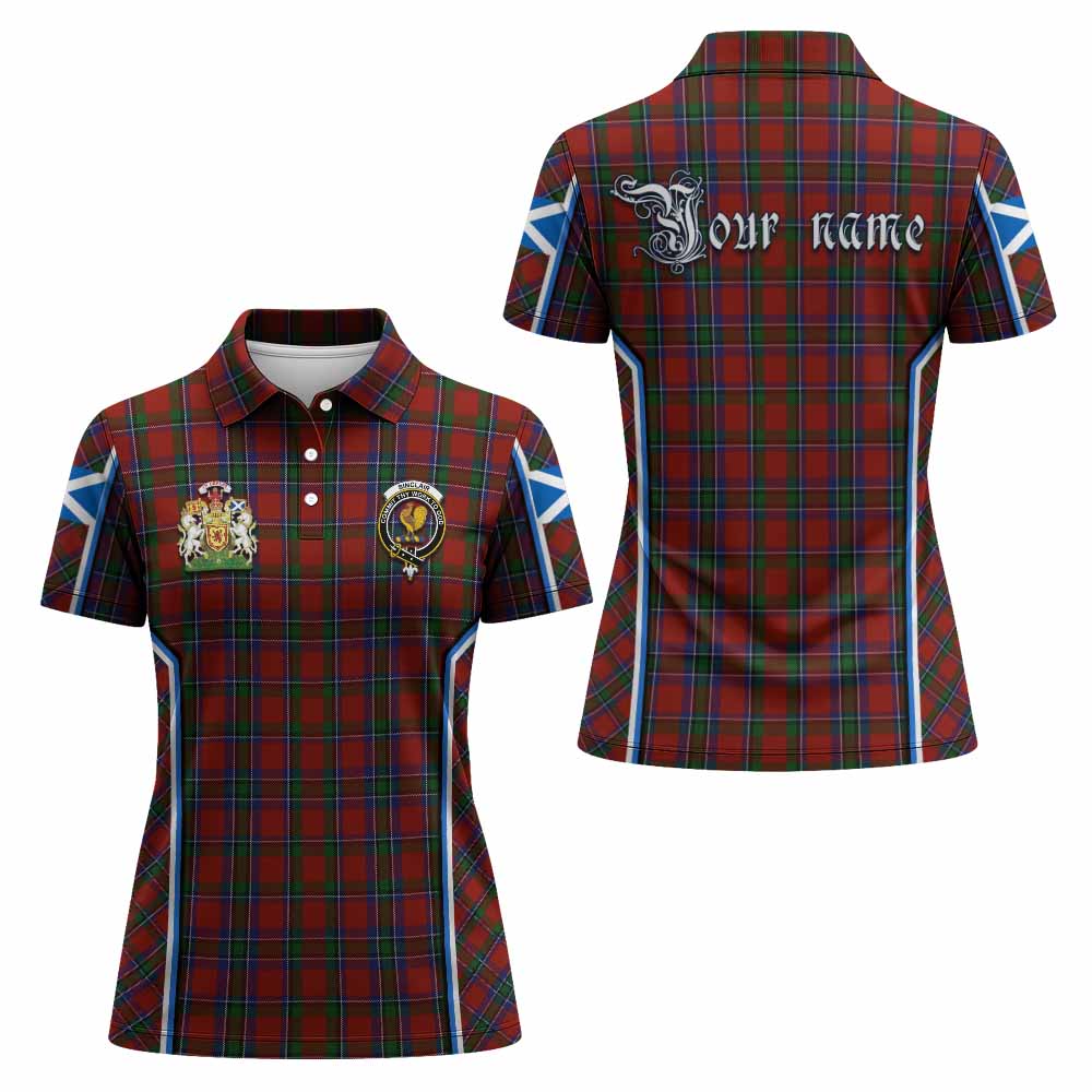 Sinclair Tartan Crest Women's Polo Shirt Scotland Coat of Arm Flag Style - Tartan Vibes Clothing
