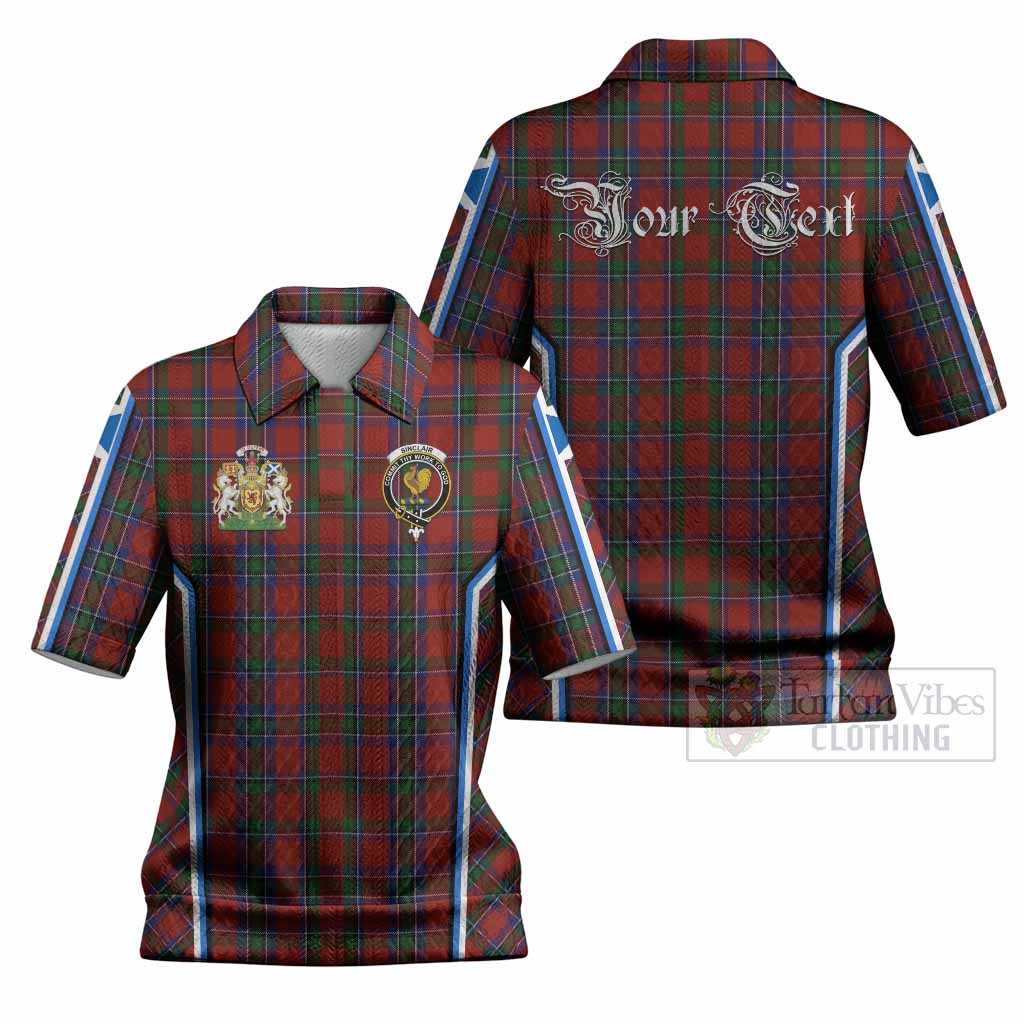 Sinclair Tartan Crest Women’s Polo Sweater Top Scotland Coat of Arm Flag Style