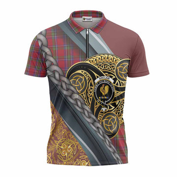 Sinclair Tartan Crest Zipper Polo Shirt Scottish Triskele Celtic