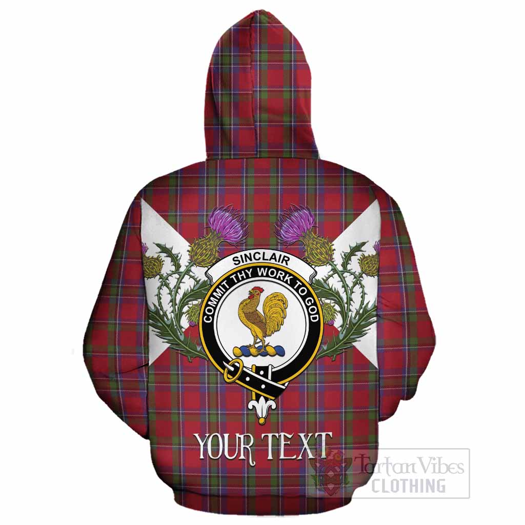 Sinclair Tartan Family Crest Cotton Hoodie Scottish Burns Night Thistle Floral