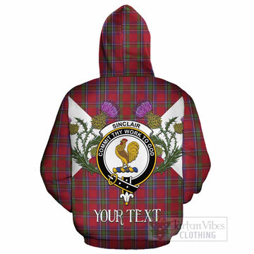 Sinclair Tartan Family Crest Cotton Hoodie Scottish Burns Night Thistle Floral