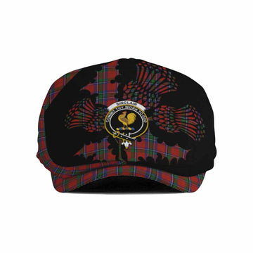 Sinclair Tartan Family Crest Flat Cap, Jeff Cap Scotland Thistle Floral