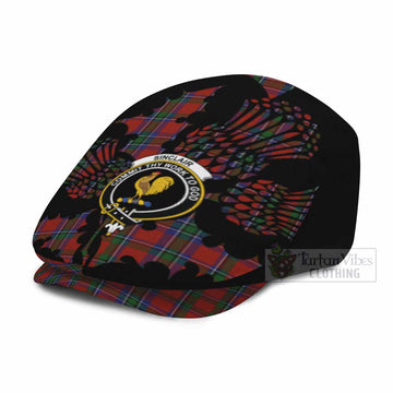 Sinclair Tartan Family Crest Flat Cap, Jeff Cap Scotland Thistle Floral