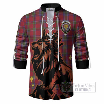 Sinclair Tartan Family Crest Ghillie Shirt Crowned Lion Roaring