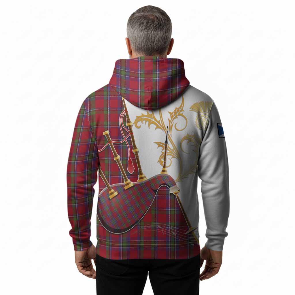 Sinclair Tartan Family Crest Hoodie Bagpipes with Scottish Thistle