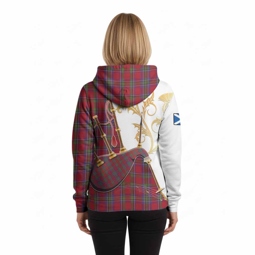 Sinclair Tartan Family Crest Hoodie Bagpipes with Scottish Thistle
