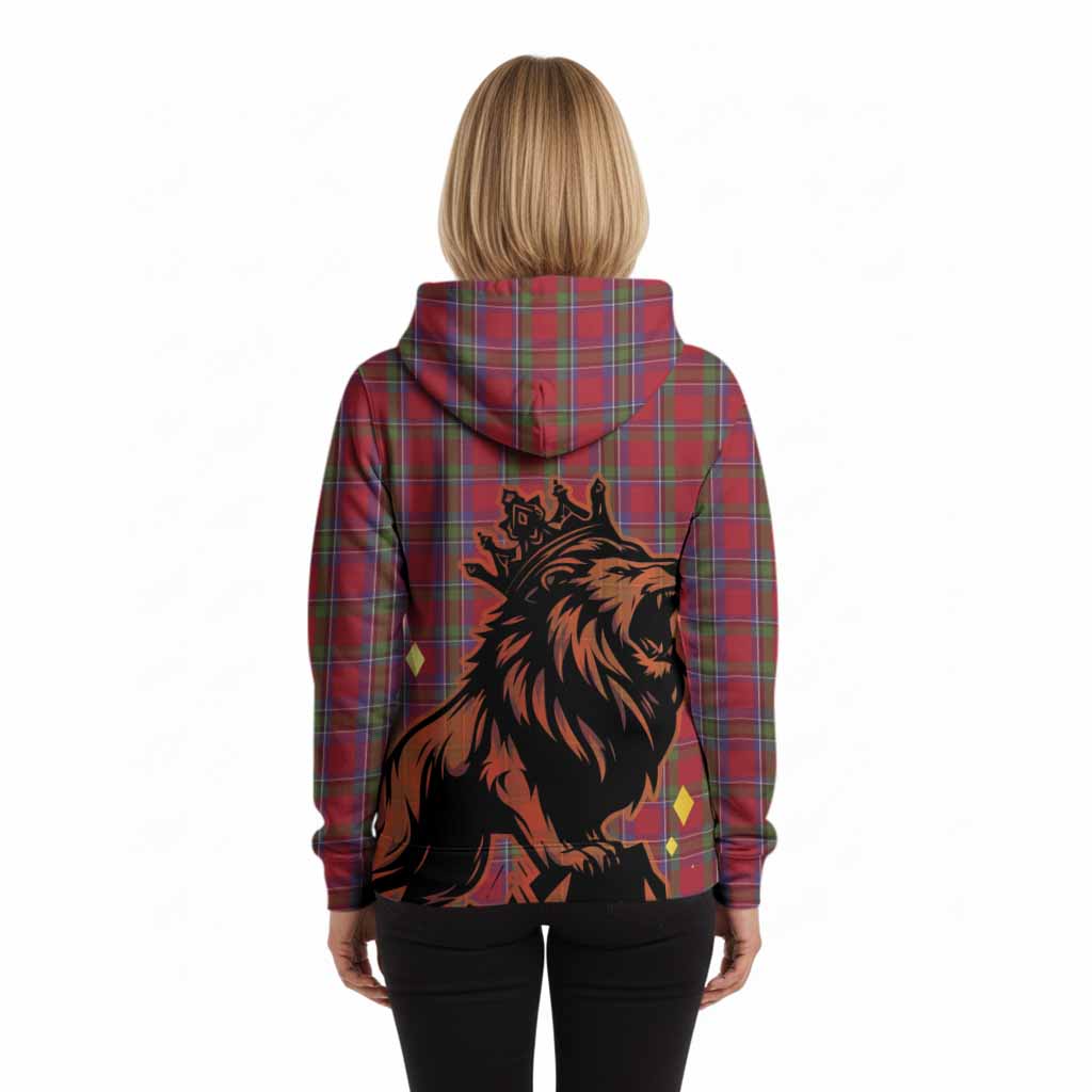 Sinclair Tartan Family Crest Hoodie Crowned Lion Roaring