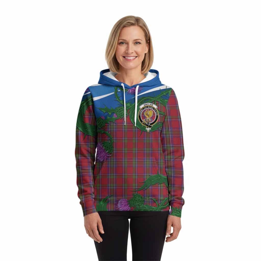 Sinclair Tartan Family Crest Hoodie Thistle in Minimalism