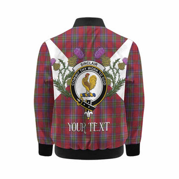 Sinclair Tartan Family Crest Kid Bomber Jacket Scottish Burns Night Thistle Floral