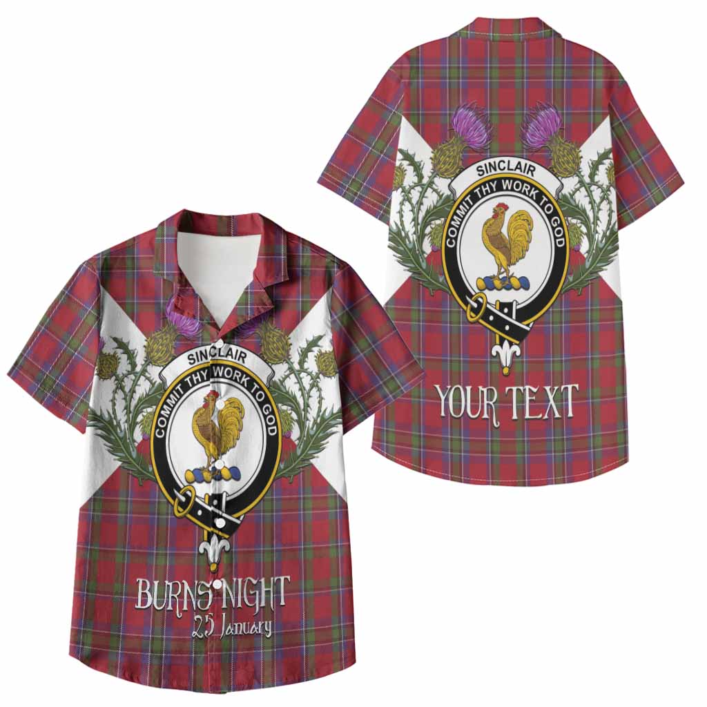 Sinclair Tartan Family Crest Kid Hawaiian Shirt Scottish Burns Night Thistle Floral