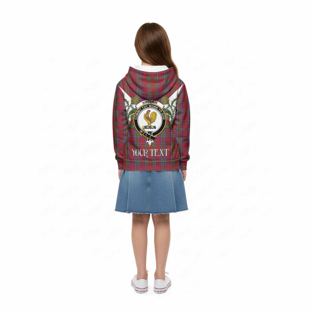 Sinclair Tartan Family Crest Kid Hoodie Scottish Burns Night Thistle Floral