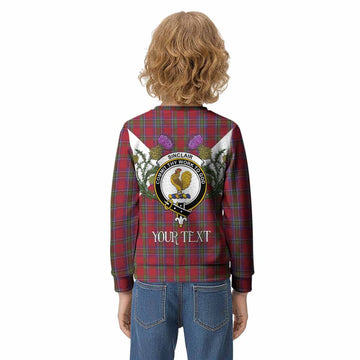 Sinclair Tartan Family Crest Kid Knitted Sweatshirt Scottish Burns Night Thistle Floral