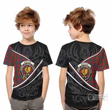 Sinclair Tartan Family Crest Kid T-shirt Celtic Scottish Thistle Floral