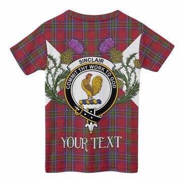 Sinclair Tartan Family Crest Kid T-shirt Scottish Burns Night Thistle Floral