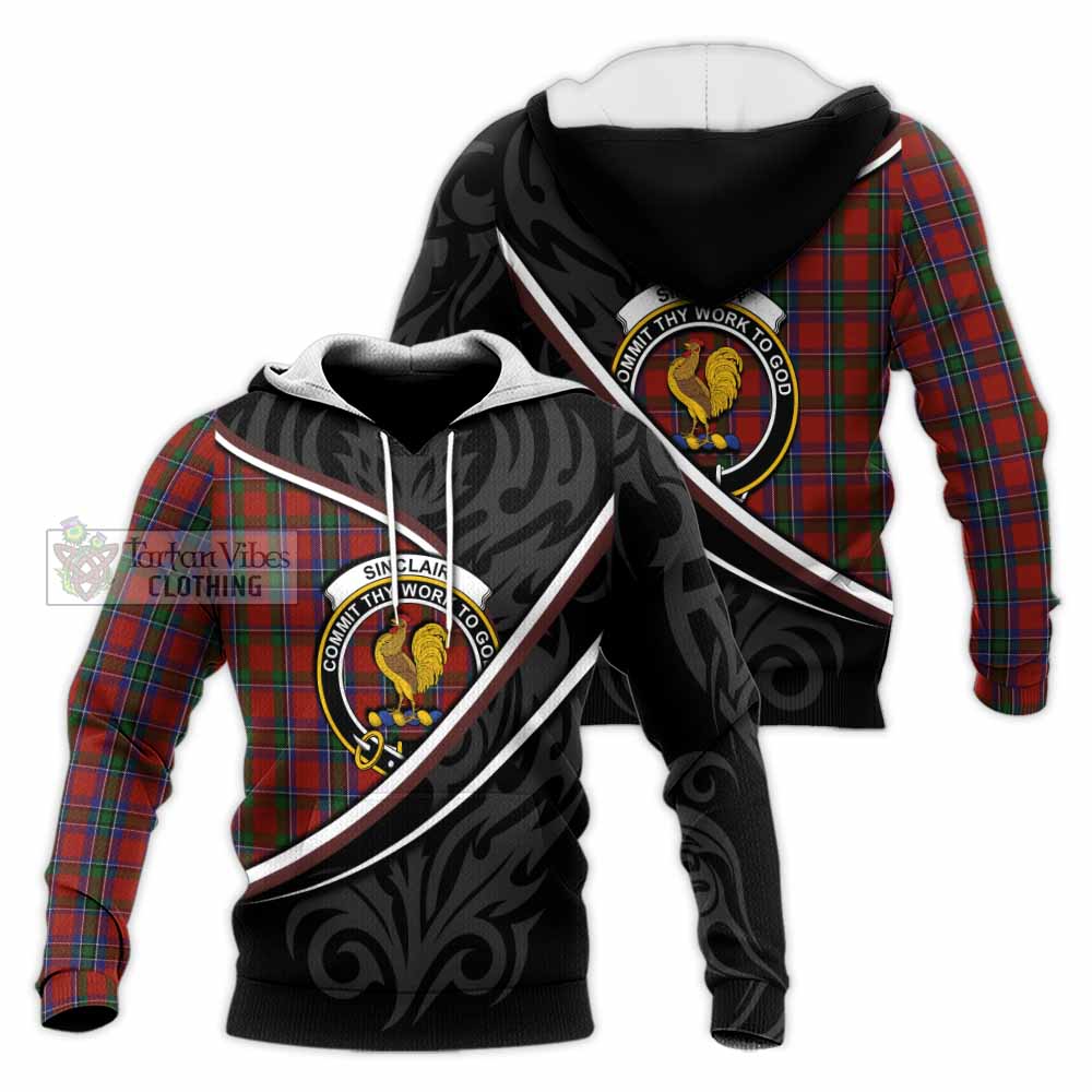 Sinclair Tartan Family Crest Knitted Hoodie Celtic Scottish Thistle Floral - Tartan Vibes Clothing